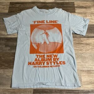 Harry Styles light blue + orange Fine Line graphic tee